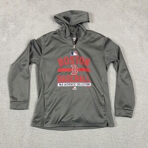 Majestic Boston Red Sox Boys Gray Pullover Hoodie size L 14/16 1/4 zip‎ baseball